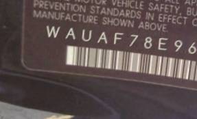 VIN prefix WAUAF78E96A0