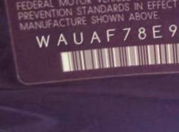 VIN prefix WAUAF78E97A1