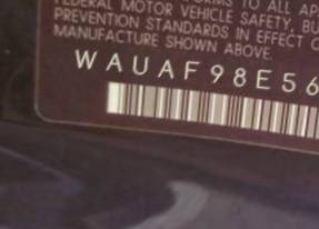 VIN prefix WAUAF98E56A2