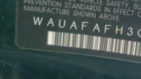 VIN prefix WAUAFAFH3CN0