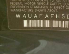 VIN prefix WAUAFAFH5DN0