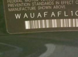 VIN prefix WAUAFAFL1CA1
