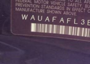 VIN prefix WAUAFAFL3EA0