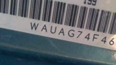 VIN prefix WAUAG74F46N0