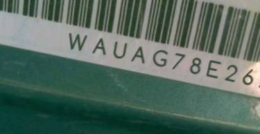 VIN prefix WAUAG78E26A0
