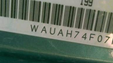 VIN prefix WAUAH74F07N0