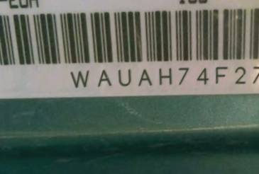 VIN prefix WAUAH74F27N1