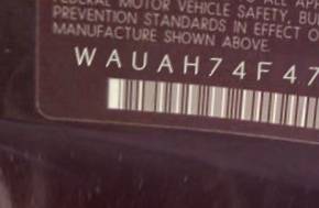 VIN prefix WAUAH74F47N0
