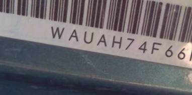 VIN prefix WAUAH74F66N0
