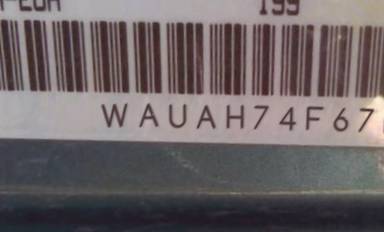 VIN prefix WAUAH74F67N0