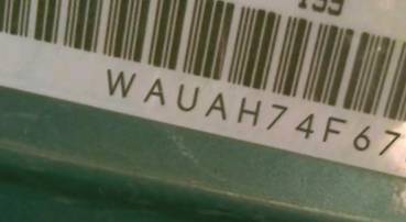 VIN prefix WAUAH74F67N1