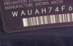 VIN prefix WAUAH74F68N0