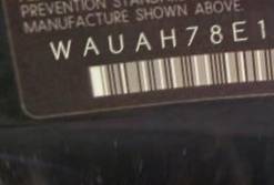 VIN prefix WAUAH78E18A1