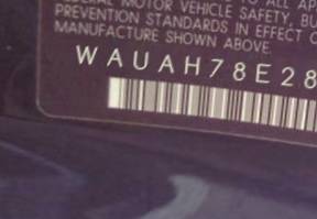 VIN prefix WAUAH78E28A1