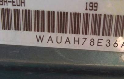 VIN prefix WAUAH78E36A2