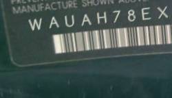VIN prefix WAUAH78EX8A1