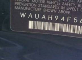 VIN prefix WAUAH94F56N1