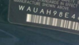 VIN prefix WAUAH98E46A2