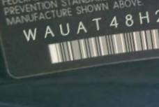 VIN prefix WAUAT48H23K0