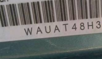 VIN prefix WAUAT48H34K0