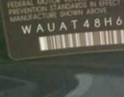 VIN prefix WAUAT48H64K0