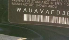 VIN prefix WAUAVAFD3BN0