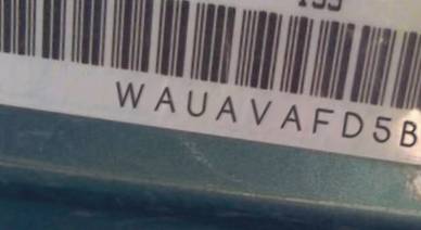 VIN prefix WAUAVAFD5BN0