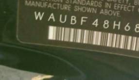 VIN prefix WAUBF48H68K0