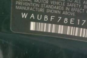 VIN prefix WAUBF78E17A0