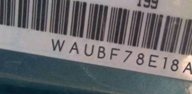 VIN prefix WAUBF78E18A0
