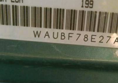 VIN prefix WAUBF78E27A1
