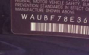 VIN prefix WAUBF78E36A1