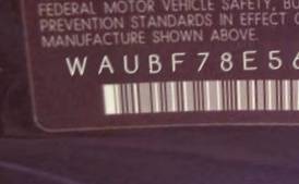 VIN prefix WAUBF78E56A2