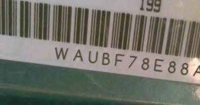 VIN prefix WAUBF78E88A0