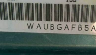 VIN prefix WAUBGAFB5AN0