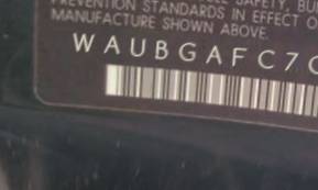 VIN prefix WAUBGAFC7CN0