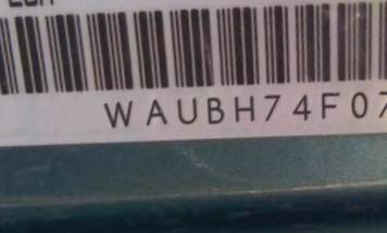 VIN prefix WAUBH74F07N1