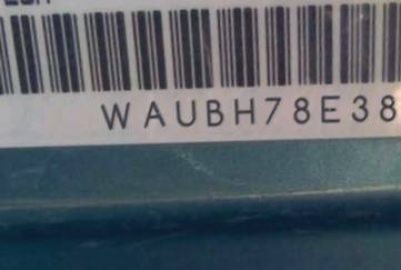 VIN prefix WAUBH78E38A1