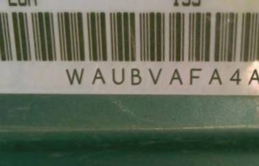 VIN prefix WAUBVAFA4AN8