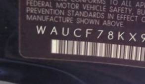 VIN prefix WAUCF78KX9N0