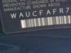 VIN prefix WAUCFAFR7FA0