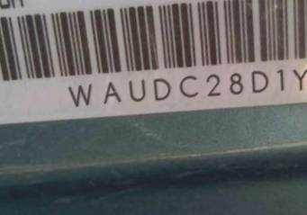 VIN prefix WAUDC28D1YA0