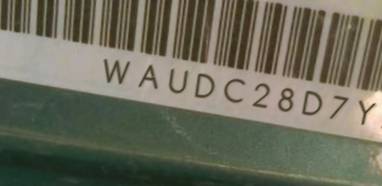 VIN prefix WAUDC28D7YA0