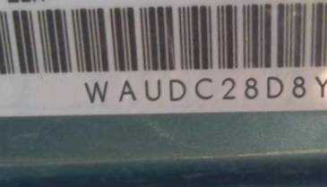 VIN prefix WAUDC28D8YA0