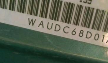 VIN prefix WAUDC68D01A0