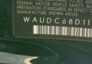 VIN prefix WAUDC68D11A0