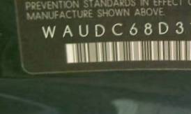 VIN prefix WAUDC68D31A0