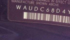 VIN prefix WAUDC68D4YA1