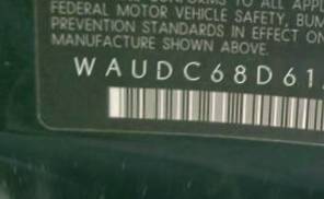 VIN prefix WAUDC68D61A0