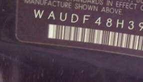 VIN prefix WAUDF48H39K0